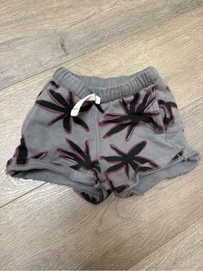 Zara Gray Shorts with Black and Dark Red Floral Print